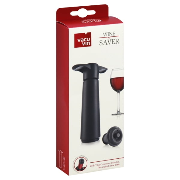6 Black Stoppers Vacu Vin Vaccuum Wine Saver Gift Set